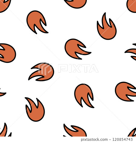 Hand Drawn Cute Cartoon Seamless Pattern with Fire. Hand Drawn Cute Cartoon Seamless Pattern with Fire. 120854743
