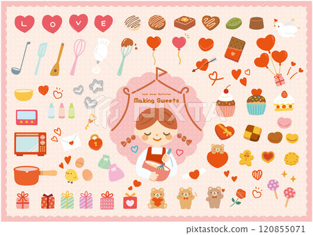 Valentine's Day cute hand-drawn illustration material set Valentine's Day cute hand-drawn illustration material set 120855071