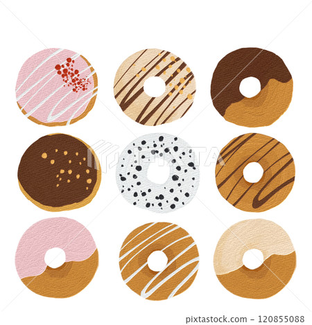 什錦甜甜圈手繪插畫 120855088