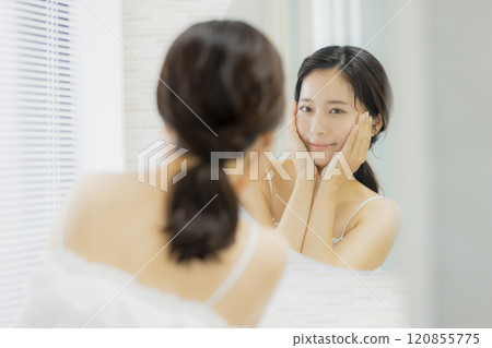Young woman in the bathroom, beauty image 120855775