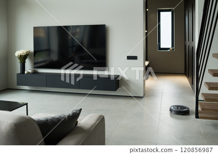 Modern Living Room Interior Featuring Minimalist Design 120856987
