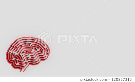 The red Brain maze on white background  3d rendering. 120857313
