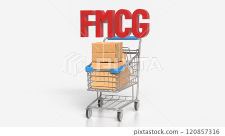 The FMCG text and shopping cart for Business concept 3d rendering. The FMCG text and shopping cart for Business concept 3d rendering. 120857316