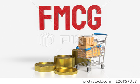 The FMCG text and shopping cart for Business concept 3d rendering. The FMCG text and shopping cart for Business concept 3d rendering. 120857318