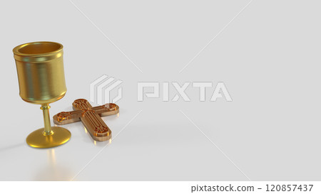 The Holy grail and cross for religious concept 3d rendering. 120857437