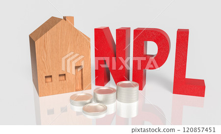 The Red NPL and House  for DEBT or Property  concept 3d rendering. 120857451