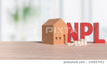 The Red NPL and House  for DEBT or Property  concept 3d rendering. 120857452