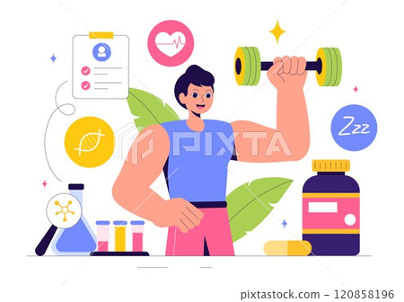Biohack Vector Illustration Featuring Technological Processes of Biohacking and Online Health Information Hacking in a Flat Style Background Biohack Vector Illustration Featuring Technological Processes of Biohacking and Online Health Information Hacking in a Flat Style Background 120858196