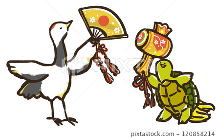 Crane and turtle material Crane and turtle material 120858214