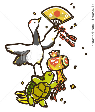 起重機、烏龜和五彩紙屑的插圖 120858215