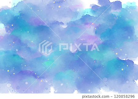 Watercolor background texture material blue purple starry sky 120858296