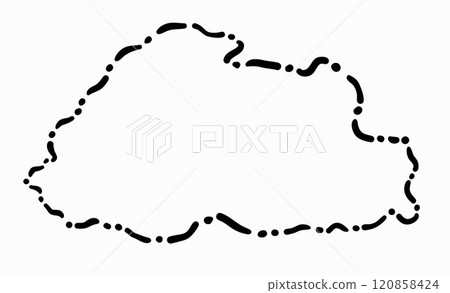 Doodle freehand dash line drawing of Bhutan map. 120858424
