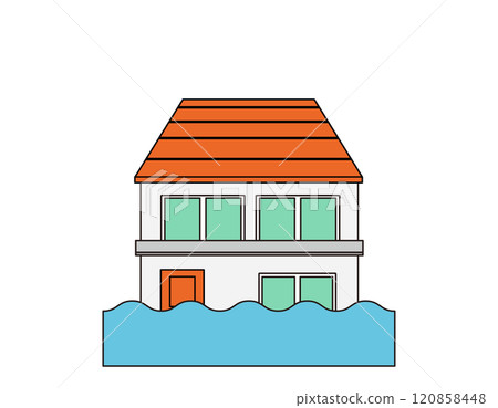 Illustration of a house damaged by disaster Illustration of a house damaged by disaster 120858448