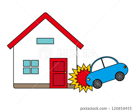 Illustration of a house damaged by disaster Illustration of a house damaged by disaster 120858455