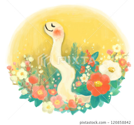 賀年片《白蛇年花》 賀年片《白蛇年花》 120858842