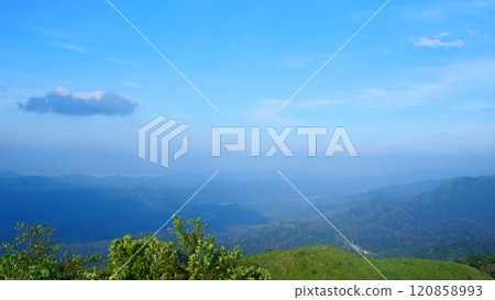 A beautiful landscape of mountains and a bright blue sky A beautiful landscape of mountains and a bright blue sky 120858993