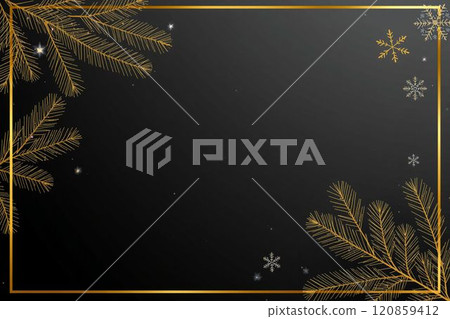 Christmas design with golden pine and snowflakes 120859412