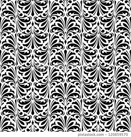 Flower geometric pattern. Seamless vector background. White and black ornament. 120859570