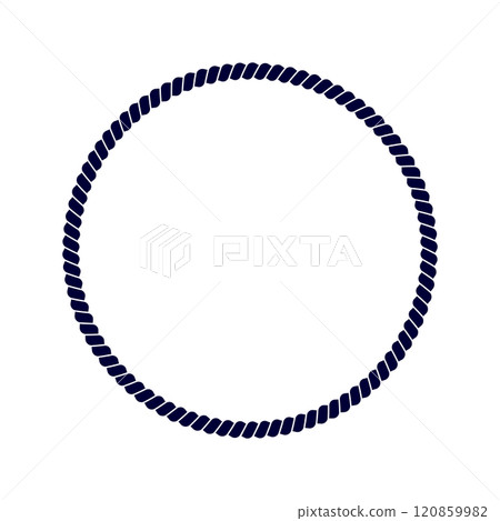 Round rope frame. Thread, hemp twine, jute, steel cable in circle shape. Maritime, yacht or nautical style, sea or ocean theme decorative ornament. Vector graphic illustration Round rope frame. Thread, hemp twine, jute, steel cable in circle shape. Maritime, yacht or nautical style, sea or ocean theme decorative ornament. Vector graphic illustration 120859982