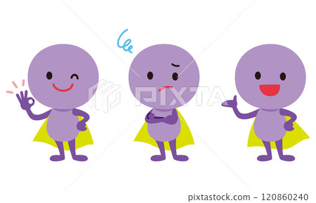 人物面部表情擺出紫色細胞戰鬥的姿勢 120860240