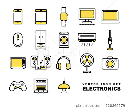 Home appliances, electrical appliances, PC. Digital devices vector icon set 120860279