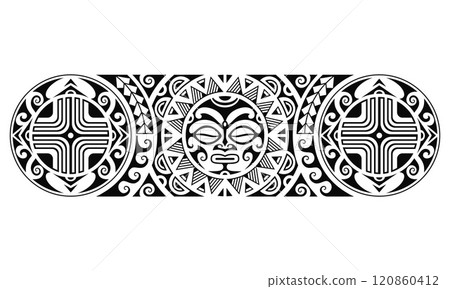 Maori polynesian tattoo bracelet. Tribal sleeve seamless pattern vector. Maori polynesian tattoo bracelet. Tribal sleeve seamless pattern vector. 120860412