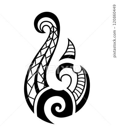 Maori tattoo style fish hook. Bone matau. Hei matau. Maori tattoo style fish hook. Bone matau. Hei matau. 120860449