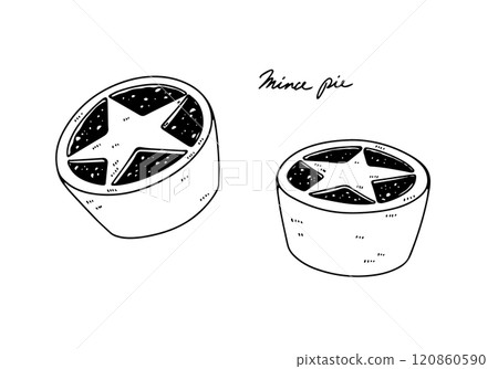 Mince pie line drawing Mince pie line drawing 120860590