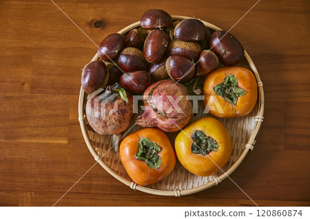 Autumn ingredients in a colander 120860874