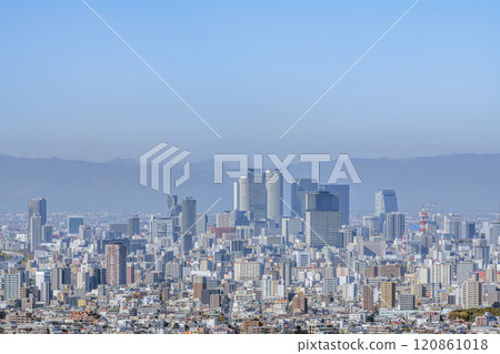 Nagoya City, Aichi Prefecture: Nagoya cityscape on a clear day (towards JR Nagoya Station) Nagoya City, Aichi Prefecture: Nagoya cityscape on a clear day (towards JR Nagoya Station) 120861018