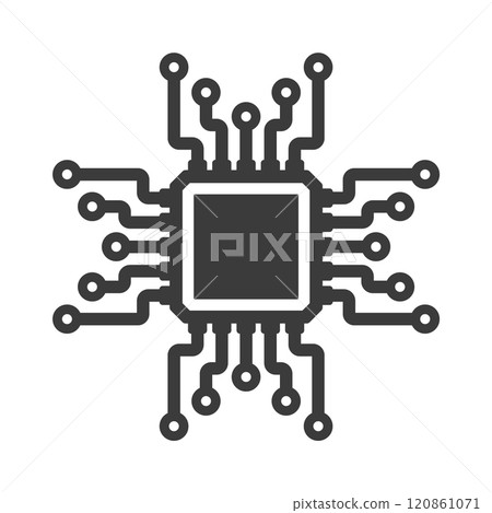 Machine learning micro chip symbol, ML icon, Artificial intelligence sign Machine learning micro chip symbol, ML icon, Artificial intelligence sign 120861071