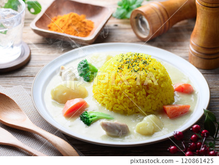 White curry (Turmeric rice) 120861425