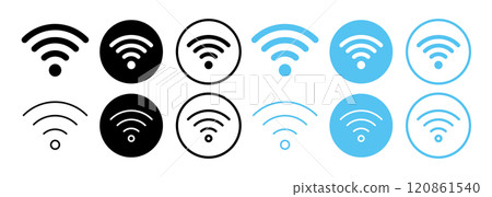 簡單的 wifi 和無線電波圖標 簡單的 wifi 和無線電波圖標 120861540
