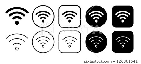 簡單的 wifi 和無線電波圖標 簡單的 wifi 和無線電波圖標 120861541