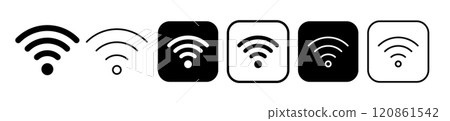 簡單的 wifi 和無線電波圖標 簡單的 wifi 和無線電波圖標 120861542