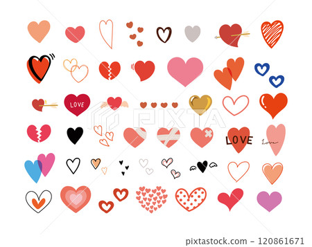 Cute heart icon set 120861671