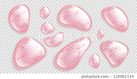 Clear pink water like serum drops Clear pink water like serum drops 120862154