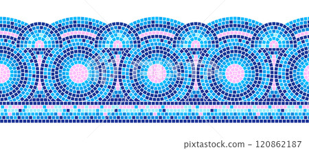 Decorative mosaic border with circular pattern. Decorative mosaic border with circular pattern. 120862187