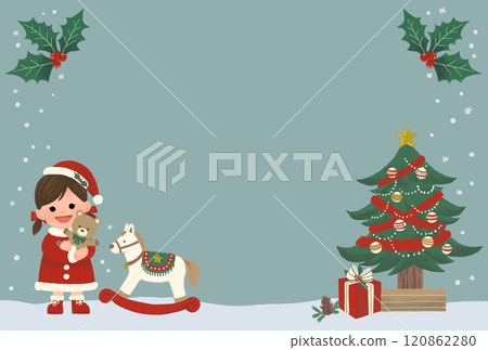 Girl in Santa clothes enjoying Christmas_hand drawn illustration background Girl in Santa clothes enjoying Christmas_hand drawn illustration background 120862280