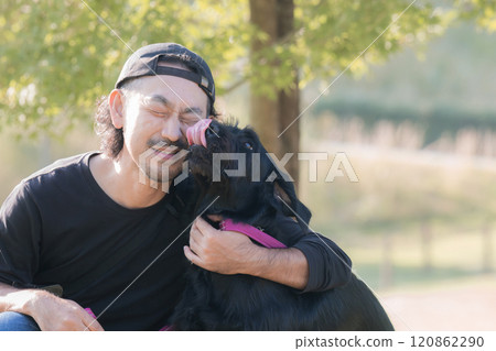 秋天的主人被他的大寵物狗舔 120862290