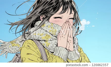 年輕女子打噴嚏 120862357