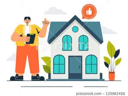 Open House Vector Illustration for Property Inspection, Real Estate Services, and Welcoming New Homeowners in a Flat Cartoon Background Design 120862488