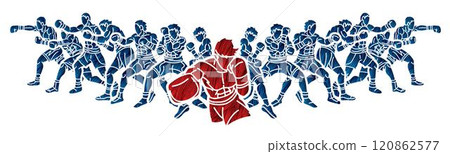 Group of Fighter Boxing Sport Boxer Fighting Battle Action Cartoon Graphic Vector 120862577
