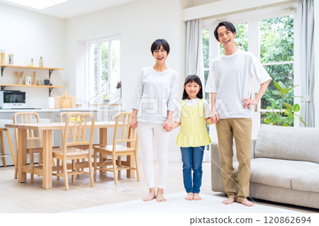 A family relaxing in the living room A family relaxing in the living room 120862694