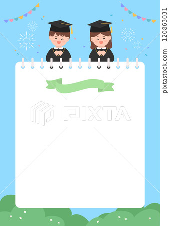 Background illustration with children wearing a graduation gown. 120863031