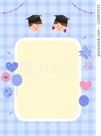 Background illustration with children wearing a graduation gown. 120863033