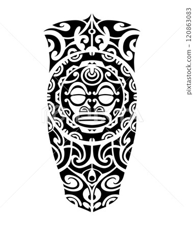 Tattoo sketch maori style for leg or shoulder. Tattoo sketch maori style for leg or shoulder. 120863083