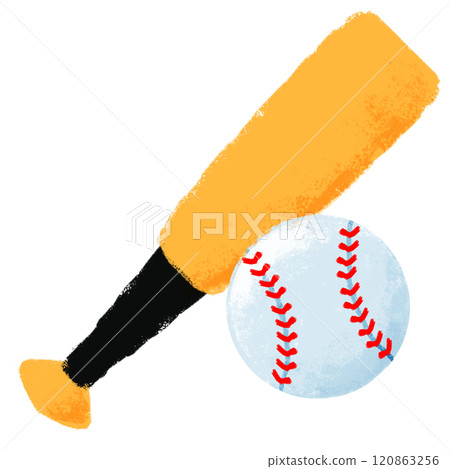 蠟筆觸摸棒球棒和球 120863256