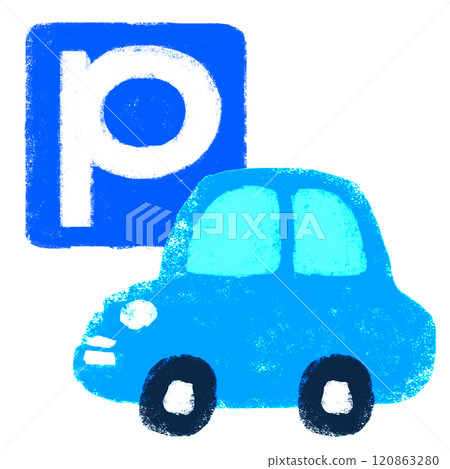 Crayon touch car and parking mark 120863280