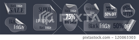 3d transparent sticker vector. Black Friday label 3d transparent sticker vector. Black Friday label 120863303